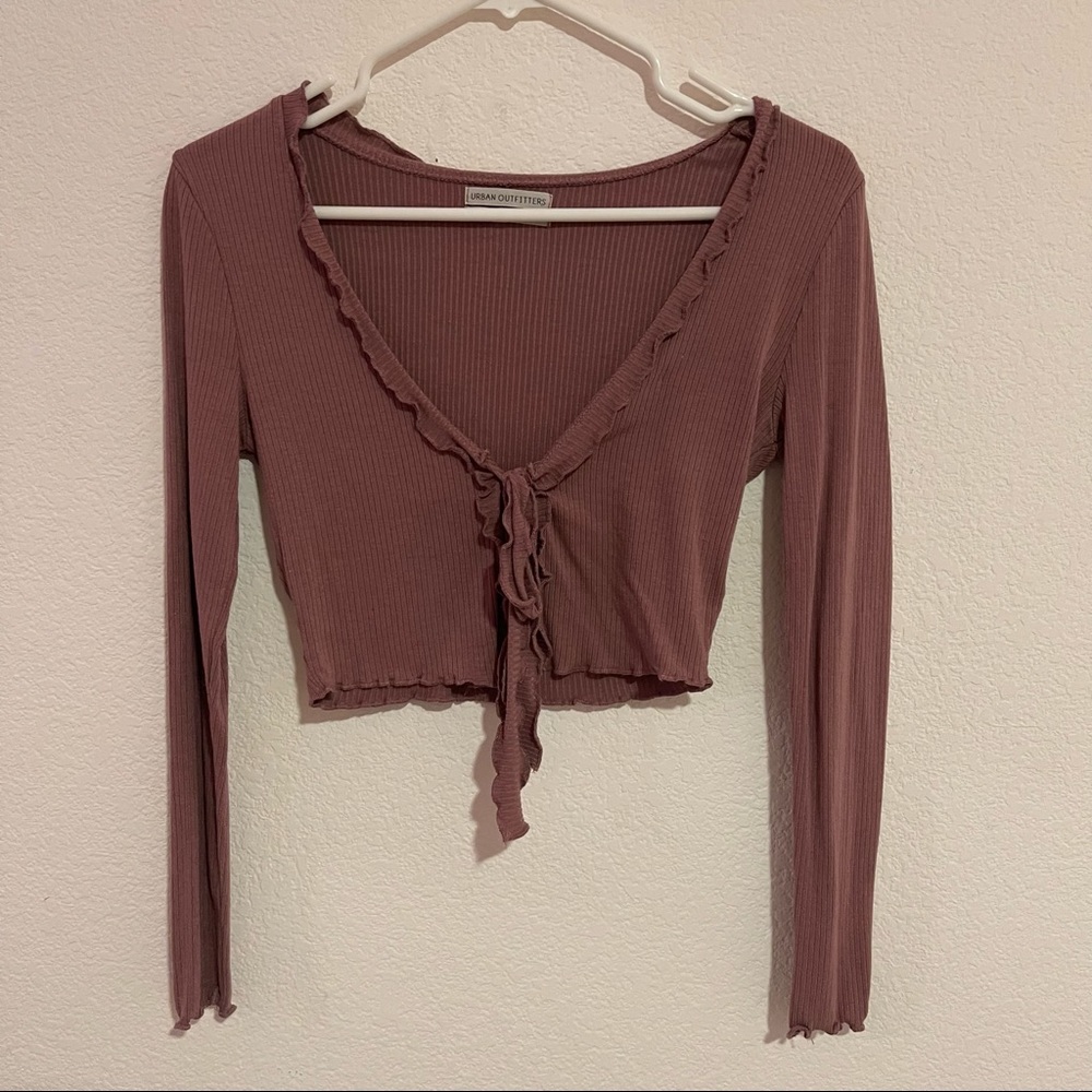 Urban Outfitters Mauve Front Tie Cropped Top